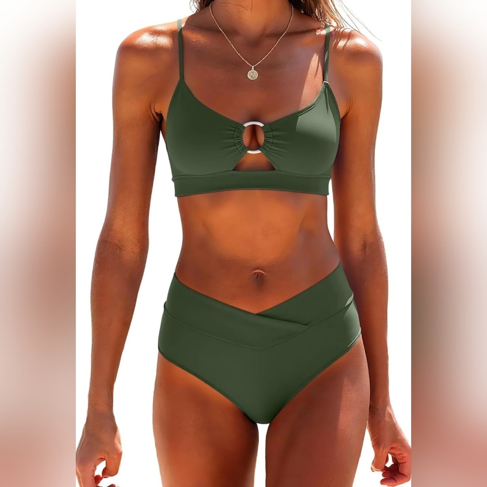 NWT Olive Green Cut-Out Bikini Set | Size L (Fits 12–14) | Just Released - Picture 5 of 5